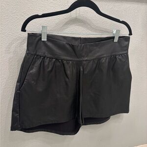 Commando High Waist Black Leather Shorts